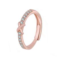 Rhinestone Brass Finger Ring, plated, fashion jewelry & for woman & with rhinestone 2.7mm 