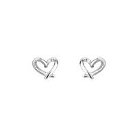 Sterling Silver Stud Earring, Argent sterling 925, coeur, bijoux de mode & pour femme Vendu par paire