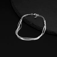 Sterling Silver Bracelets, 925 Sterling Silver, with 1.41inch extender chain, fashion jewelry & multilayer & Unisex Approx 7.95 Inch 