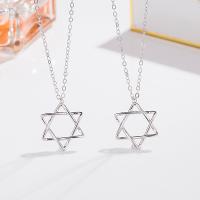 Sterling Silver Jewelry Necklace, 925 Sterling Silver, with 1.97inch extender chain, Hexagram, fashion jewelry & for woman Approx 15.74 Inch 