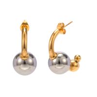 Edelstahl Stud Ohrring, 304 Edelstahl, Vakuum-Ionen-Beschichtung, Modeschmuck & für Frau, 26x12mm, verkauft von Paar