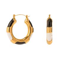 Stainless Steel Leverback Earring, 304 Stainless Steel, 18K gold plated, fashion jewelry & for woman & enamel, golden 
