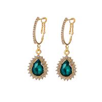 Zinc Alloy Rhinestone Drop Earring, KC gold color plated, fashion jewelry & for woman & with rhinestone 