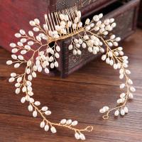 Peignes décoratifs, laiton, avec perle de plastique, bijoux de mode & pour femme, doré Vendu par PC