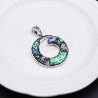 Zinc Alloy Shell Pendants, with Abalone Shell, platinum color plated, DIY & hollow 