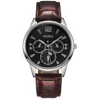 Men Wrist Watch, PU Leather, with Glass & 304 Stainless Steel & Zinc Alloy, Round, fashion jewelry & Chinese movement & for man Approx 245 mm 
