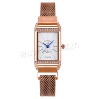 Wrap Watch, Zinc Alloy, with Glass & 304 Stainless Steel, Rectangle, plated, fashion jewelry & Chinese movement & for woman & with rhinestone Approx 260 mm 