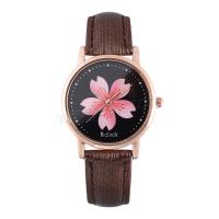 Wrap Watch, PU Leather, with Glass & 304 Stainless Steel & Zinc Alloy, Round, rose gold color plated, fashion jewelry & Chinese movement & for woman Approx 235 mm 