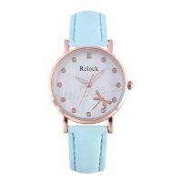 Wrap Watch, PU Leather, with Glass & 304 Stainless Steel & Zinc Alloy, Round, rose gold color plated, fashion jewelry & Chinese movement & for woman & with rhinestone Approx 233 mm [