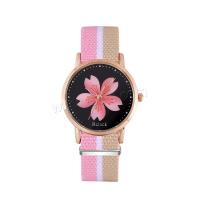 Wrap Watch, Canvas, with Glass & 304 Stainless Steel & Zinc Alloy, Round, rose gold color plated, fashion jewelry & Chinese movement & for woman Approx 235 mm 