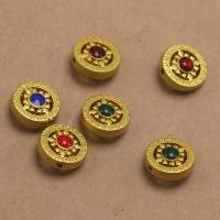 Zinc Alloy Spacer Beads, Round, plated, DIY & with rhinestone Approx 