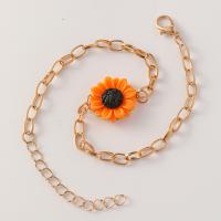 Zinc Alloy Anklet, with 5cm extender chain, Daisy, plated, fashion jewelry & for woman, gold Approx 22.5 cm 