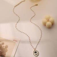 Rhinestone Zinc Alloy Necklace, with Plastic Pearl, with 5.5cm extender chain, fashion jewelry & for woman & with rhinestone Approx 46 cm 