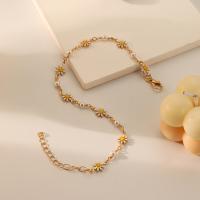Brass Anklet, with 5cm extender chain, Daisy, plated, fashion jewelry & for woman, gold Approx 22 cm 
