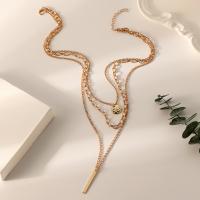 Multi слой ожерелье, цинковый сплав, три слоя & ювелирные изделия моды & Женский, золотой, продается PC