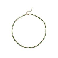Gemstone Necklaces, Natural Stone, with Brass, with 7CM extender chain, handmade, fashion jewelry & for woman, green Approx 38 cm 