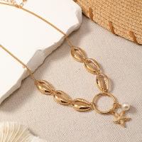 Zinc Alloy Necklace, with Plastic Pearl, Starfish, plated, fashion jewelry & for woman [