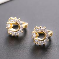 Cubic Zircon Brass Earring, plated, Unisex & micro pave cubic zirconia, gold 