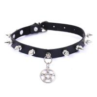 Fashion Choker Necklace, PU Leather, Adjustable & fashion jewelry, black 