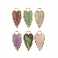 Gemstone ювелирные изделия Кулон, Природный камень, с Латунь, Сердце, плакирован золотом, DIY, Много цветов для выбора продается PC