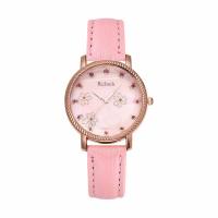Women Wrist Watch, PU Leather, with Glass & 304 Stainless Steel & Zinc Alloy, Round, rose gold color plated, fashion jewelry & Chinese movement & for woman Approx 232 mm [