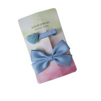 Alligator Hair Clip, Polyester and Cotton, with Iron, 2 pieces & for children, blue, 60mm [
