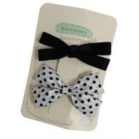 Alligator Hair Clip, Polyester and Cotton, with Iron, Bowknot, 2 pieces & for children, white and black, 60mm 