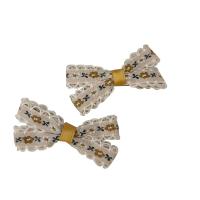 Alligator Hair Clip, Polyester and Cotton, with Iron, Bowknot, 2 pieces & for children 60mm 