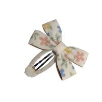 Hair Snap Clips, Polyester and Cotton, with Iron, Bowknot, fashion jewelry & for children, white, 60mm [