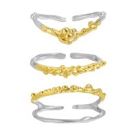 Стерлингового серебра кольцо, Серебро 925 пробы, Другое покрытие, разные стили для выбора & Женский, Золотой, продается PC