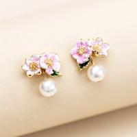 Plastic Pearl Zinc Alloy Earring, with Plastic Pearl, fashion jewelry & for woman, 5mm 