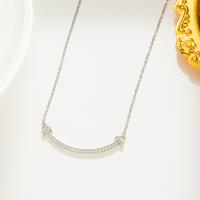 Titanium Steel Jewelry Necklace, fashion jewelry & with rhinestone 35cm 