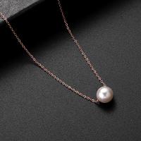 Titanium Steel Jewelry Necklace, with Plastic Pearl, fashion jewelry & for woman 35cm 