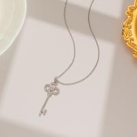 Fashion Sweater Chain Necklace, Titanium Steel, fashion jewelry & for woman & with rhinestone 50cm 