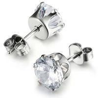 Stainless Steel Cubic Zirconia Stud Earring, 304 Stainless Steel, Unisex & micro pave cubic zirconia, original color [