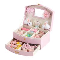 Multifunctional Jewelry Box, PU Leather, Double Layer & portable & dustproof & for children 