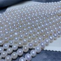 Natürliche Süßwasser, lose Perlen, Natürliche kultivierte Süßwasserperlen, Etwas rund, DIY, weiß, 10-11mm, Länge:ca. 40 cm, verkauft von Strang[