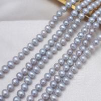Natural Freshwater Pearl Loose Beads, Slightly Round, DIY grey Approx 39 cm 
