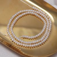 Natural Freshwater Pearl Loose Beads, Flat Round, DIY, white, 3.5-4mm Approx 37 cm [