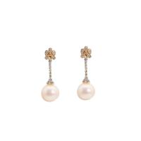 Freshwater Pearl Brass Earring, with Brass, 18K gold plated, fashion jewelry & micro pave cubic zirconia & for woman, 35mm [