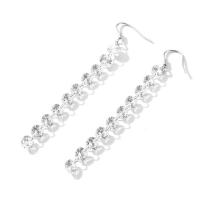 Cubic Zircon (CZ) Dangle Earring, Zinc Alloy, silver color plated, fashion jewelry & micro pave cubic zirconia & for woman, 85mm 