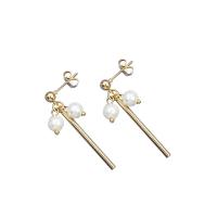 Boucle d'oreille en alliage de zinc en plastique perle, avec perle de plastique, Placage, bijoux de mode & pour femme, plus de couleurs à choisir, 31mm,5mm, Vendu par paire[