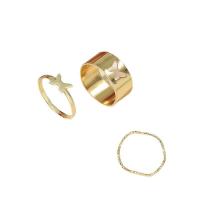 Zinc Alloy Ring Set, gold color plated, three pieces & fashion jewelry & for woman, golden, 17mm [