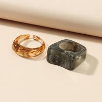 Acrylic Finger Ring, 2 pieces & fashion jewelry & for woman, two different colored, 17mm 
