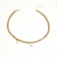 Zinc Alloy Necklace, with Freshwater Pearl, gold color plated, fashion jewelry & for woman, golden Approx 21-50 cm [