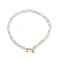 Plastic Pearl Necklace, Zinc Alloy, with Plastic Pearl, gold color plated, fashion jewelry & for woman, white Approx 21-50 cm 