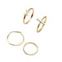 Zinc Alloy Ring Set, gold color plated, 4 pieces & fashion jewelry & for woman, golden, 15mm,17mm [