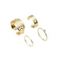 Zinc Alloy Ring Set, gold color plated, 4 pieces & fashion jewelry & for woman & with rhinestone, golden [