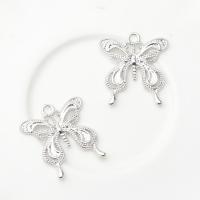 Zinc Alloy Animal Pendants, Butterfly, silver color plated, DIY & hollow Approx [