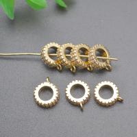 Perles de pendentif en cuivre, laiton, beignet, Placage de couleur d'or, DIY & pavé de micro zircon, 9mm, Vendu par PC